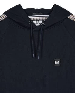 Weekend Offender Lo Sung Hoodie Navy/House Check -Fashion sportswear HDAW2311 LO SUNG NAVCY HOUSE CHECK 3730