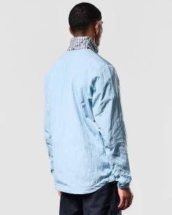 Weekend Offender Saunders Parachute Jacket Winter Sky/Blue House Check -Fashion sportswear JKAW2310 SAUNDERS WINTER SKY BLUE CHECK 1711 MODEL