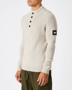 Weekend Offender Castillos Knitted Quarter Neck Sweatshirt Pumice -Fashion sportswear KWAW22 05 CASTILLOS PUMICE 0151 MODEL