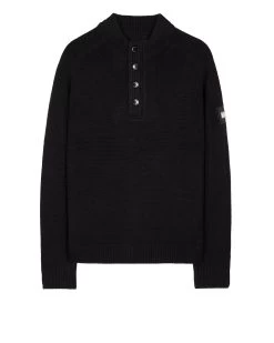 Weekend Offender Castillos Knitted Quarter Neck Sweatshirt Black