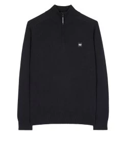 Weekend Offender Pierre Knitted Quarter Zip Sweater Black