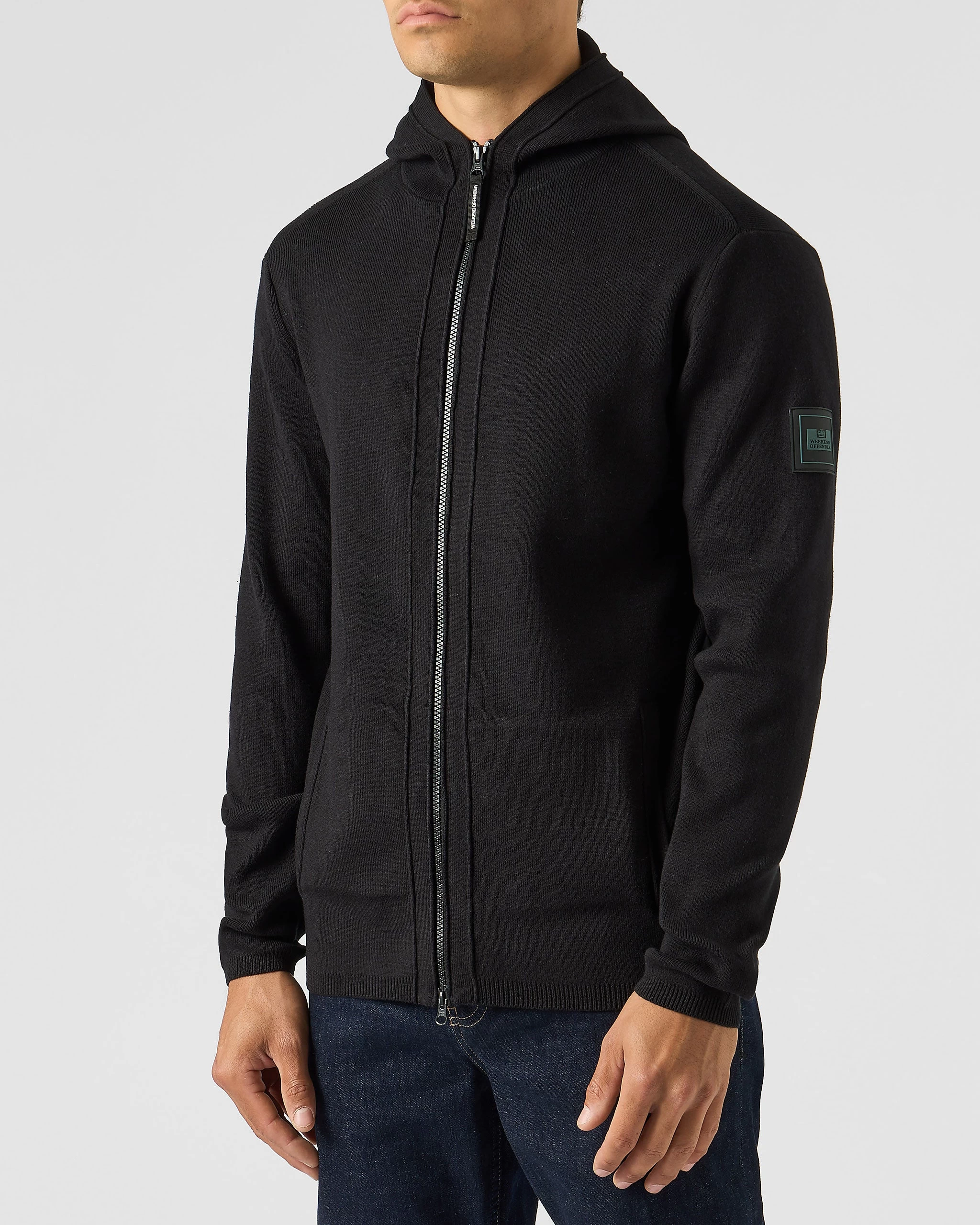 Weekend Offender Enzo Knitted Zip Hooded Sweater Black 2 Weekend Offender Enzo Knitted Zip Hooded Sweater Black - Image 2