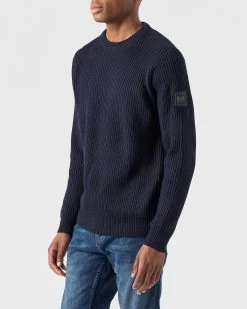 Weekend Offender Couto Knitted Sweater Navy -Fashion sportswear KWAW2307 COUTO NAVY 0042 MODEL