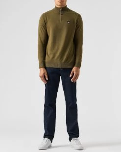 Weekend Offender Pierre Knitted Quarter Zip Sweater Dark Green -Fashion sportswear KWAW2311 PIERRE DARK GREEN 1967 MODEL