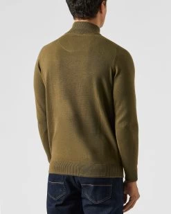 Weekend Offender Pierre Knitted Quarter Zip Sweater Dark Green -Fashion sportswear KWAW2311 PIERRE DARK GREEN 1970 MODEL