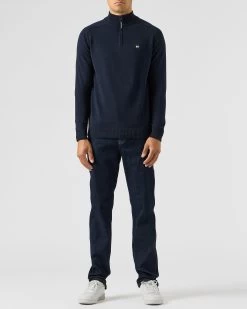 Weekend Offender Pierre Knitted Quarter Zip Sweater Navy -Fashion sportswear KWAW2311 PIERRE NAVY 1971 MODEL