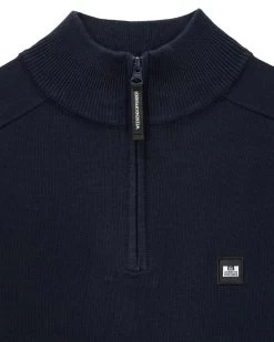 Weekend Offender Pierre Knitted Quarter Zip Sweater Navy -Fashion sportswear KWAW2311 PIERRE NAVY 5737
