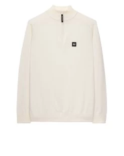 Weekend Offender Pierre Knitted Quarter Zip Sweater Winter White