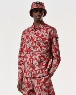 Weekend Offender Waya Over-Shirt Blaze Red Rain Camo -Fashion sportswear OSSS2420 WAYA CAMO BLAZE RAIN 6920