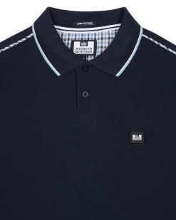 Weekend Offender Carola Long Sleeve Polo Shirt Navy/Blue House Check -Fashion sportswear POAW2318 CAROLA NAVY BLUE CHECK 0947