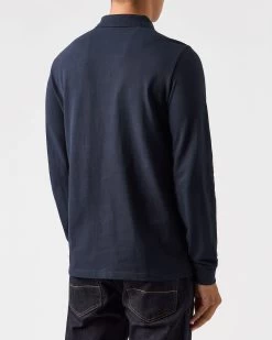 Weekend Offender Dice Long Sleeve Polo Shirt Navy -Fashion sportswear POAW2320 DICE NAVY 0607 MODEL