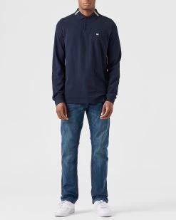 Weekend Offender Boman Long Sleeve Polo Shirt Navy -Fashion sportswear POAW2323 BOMAN NAVY 0202 MODEL