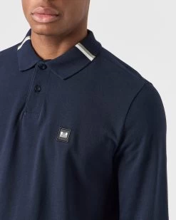 Weekend Offender Boman Long Sleeve Polo Shirt Navy -Fashion sportswear POAW2323 BOMAN NAVY 0212 MODEL