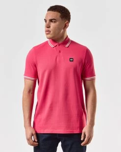 Weekend Offender Levanto Polo Shirt Anthurium Pink/Alabaster -Fashion sportswear POSS2408 LEVANTO ANTHURIUM 5087 MODEL