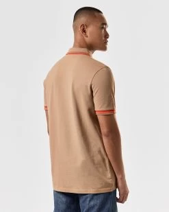 Weekend Offender Levanto Polo Shirt Cognac Brown/Pure Orange -Fashion sportswear POSS2408 LEVANTO COGNAC PURE ORANGE 3945 MODEL