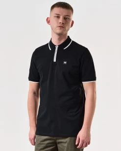 Weekend Offender Shore Polo Shirt Black -Fashion sportswear POSS2410 SHORE BLACK 6373 MODEL
