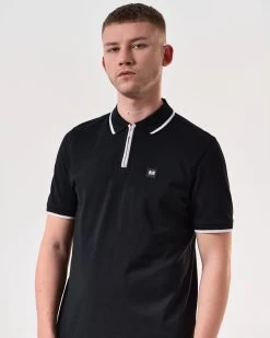 Weekend Offender Shore Polo Shirt Black -Fashion sportswear POSS2410 SHORE BLACK 6376 MODEL