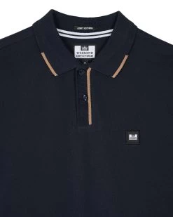 Weekend Offender Rivas Polo Shirt Navy/Cognac Brown -Fashion sportswear POSS2411 RIVAS NAVY 10737
