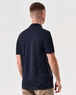 Weekend Offender Rivas Polo Shirt Navy/Cognac Brown -Fashion sportswear POSS2411 RIVAS NAVY 5809 MODEL