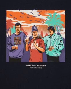 Weekend Offender Ronnie Graphic T-Shirt Navy -Fashion sportswear PTAW2302 RONNIE NAVY 0091