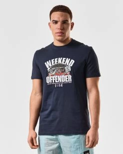 Weekend Offender Pyramid Graphic T-Shirt Navy -Fashion sportswear PTSS2414 PYRAMID NAVY 4873 MODEL