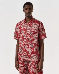 Weekend Offender Monuriki Shirt Blaze Red Rain Camo -Fashion sportswear SHSS2404 MONURIKI CAMO BLAZE RAIN 6897
