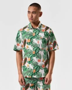 Weekend Offender White Lotus Shirt White Lotus Print -Fashion sportswear SHSS2406 WHITE LOTUS SHIRT WHITE LOTUS 4143 MODEL