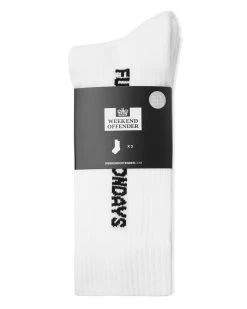 Weekend Offender FO Mondays Sports Socks White Pack Of 3 -Fashion sportswear SOCKS PACK OF 3 FO MONDAYS WHITE