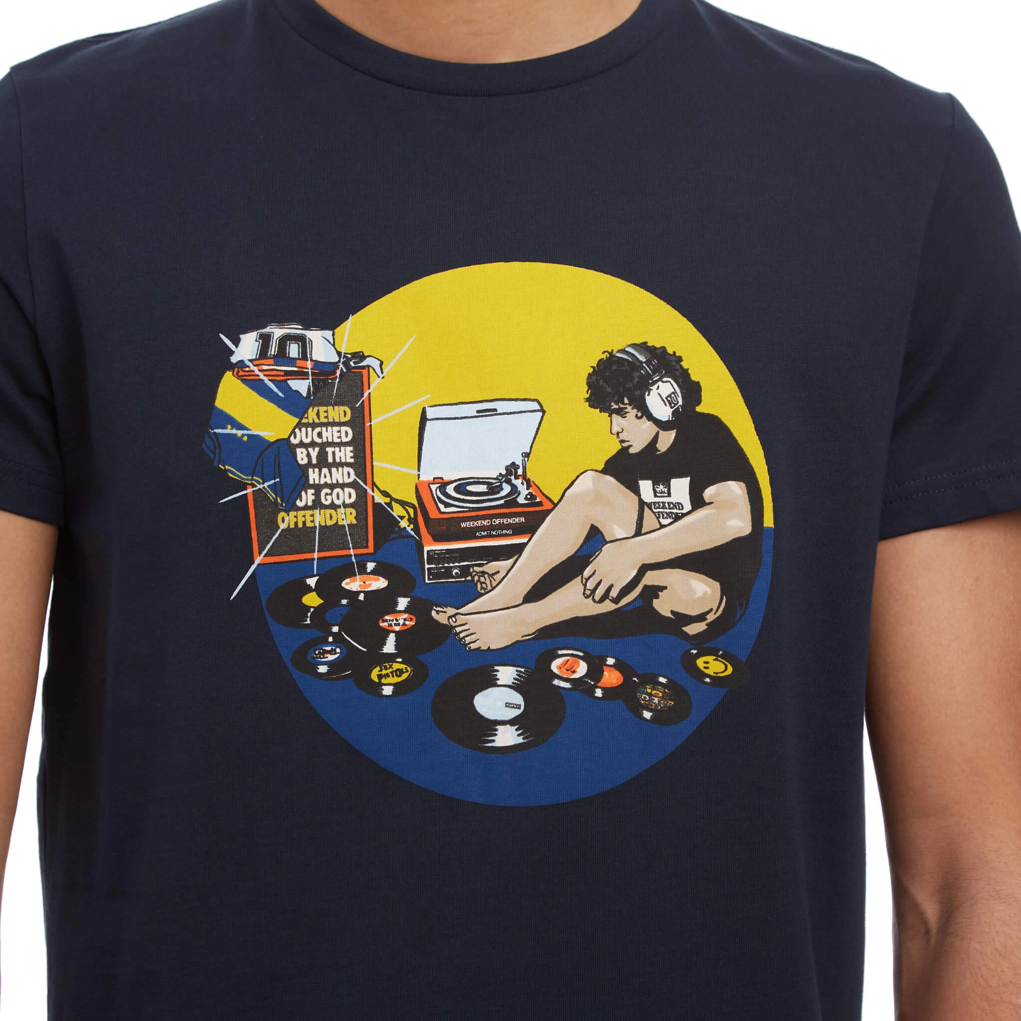 Weekend Offender Hand Of God Graphic T-Shirt Navy 3 Weekend Offender Hand Of God Graphic T-Shirt Navy - Image 3