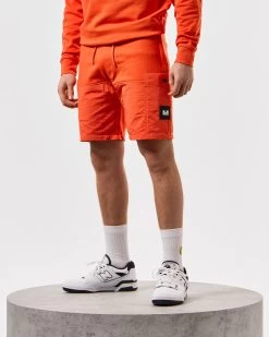Weekend Offender Azeez Parachute Pocket Shorts Pure Orange -Fashion sportswear STSS2420 AZEEZ PURE ORANGE 5364 MODEL