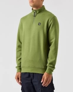 Weekend Offender Faraone Quarter Zip Sweatshirt Seaweed Green -Fashion sportswear SWAW2310 FARAONE SEAWEED 0651 MODEL
