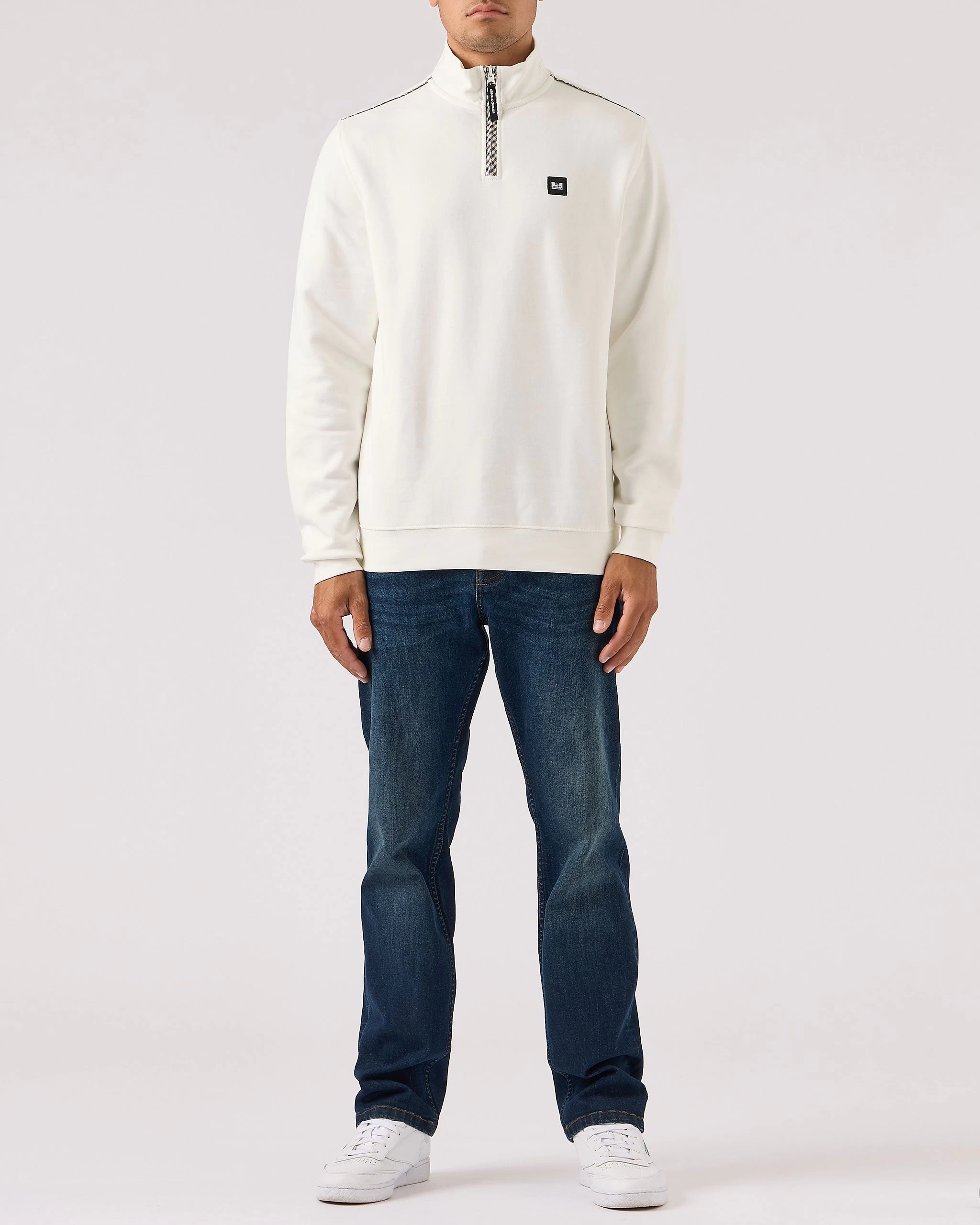 Weekend Offender Matisa Quarter Zip Sweatshirt Winter White/House Check 3 Weekend Offender Matisa Quarter Zip Sweatshirt Winter White/House Check - Image 3