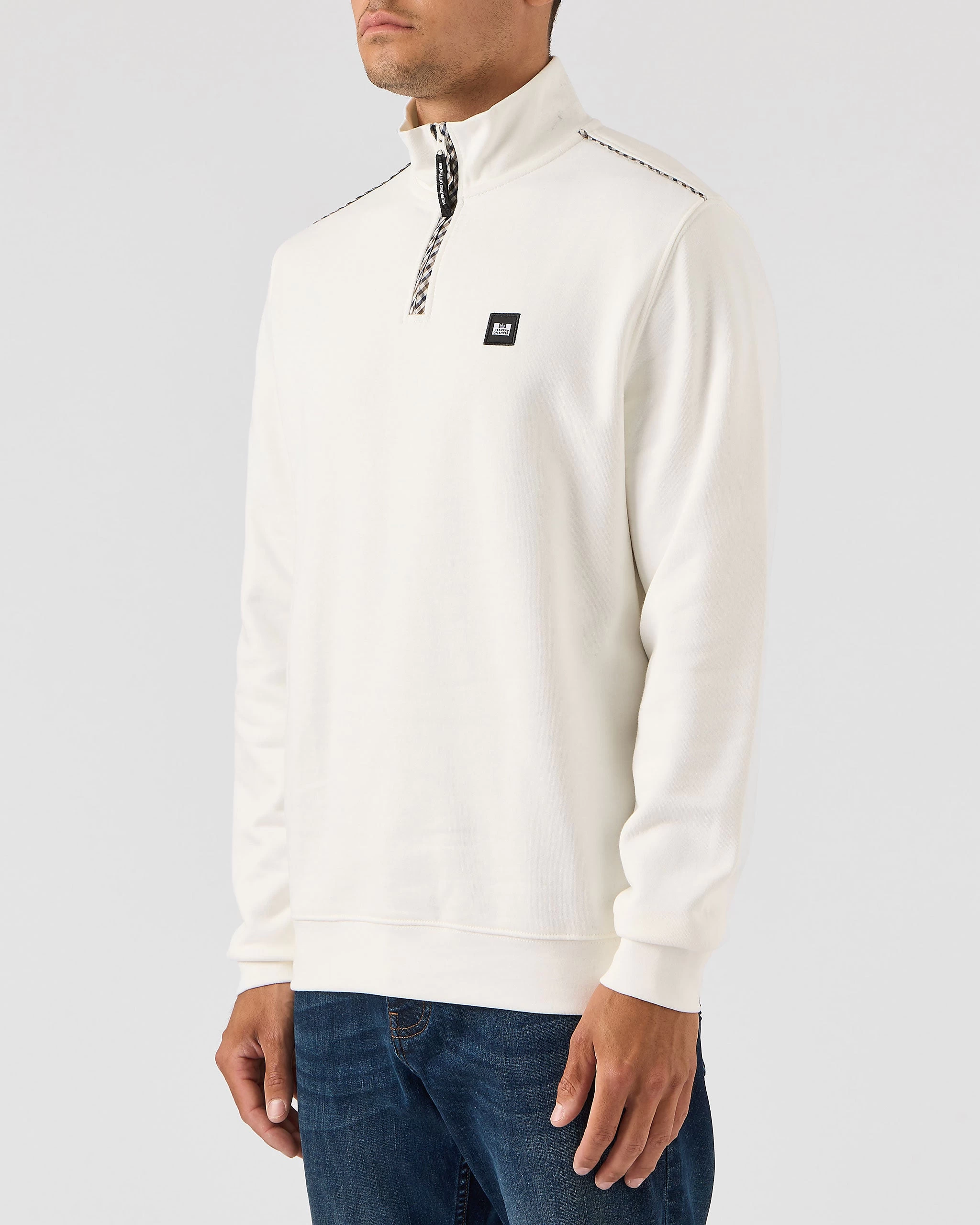 Weekend Offender Matisa Quarter Zip Sweatshirt Winter White/House Check 2 Weekend Offender Matisa Quarter Zip Sweatshirt Winter White/House Check - Image 2