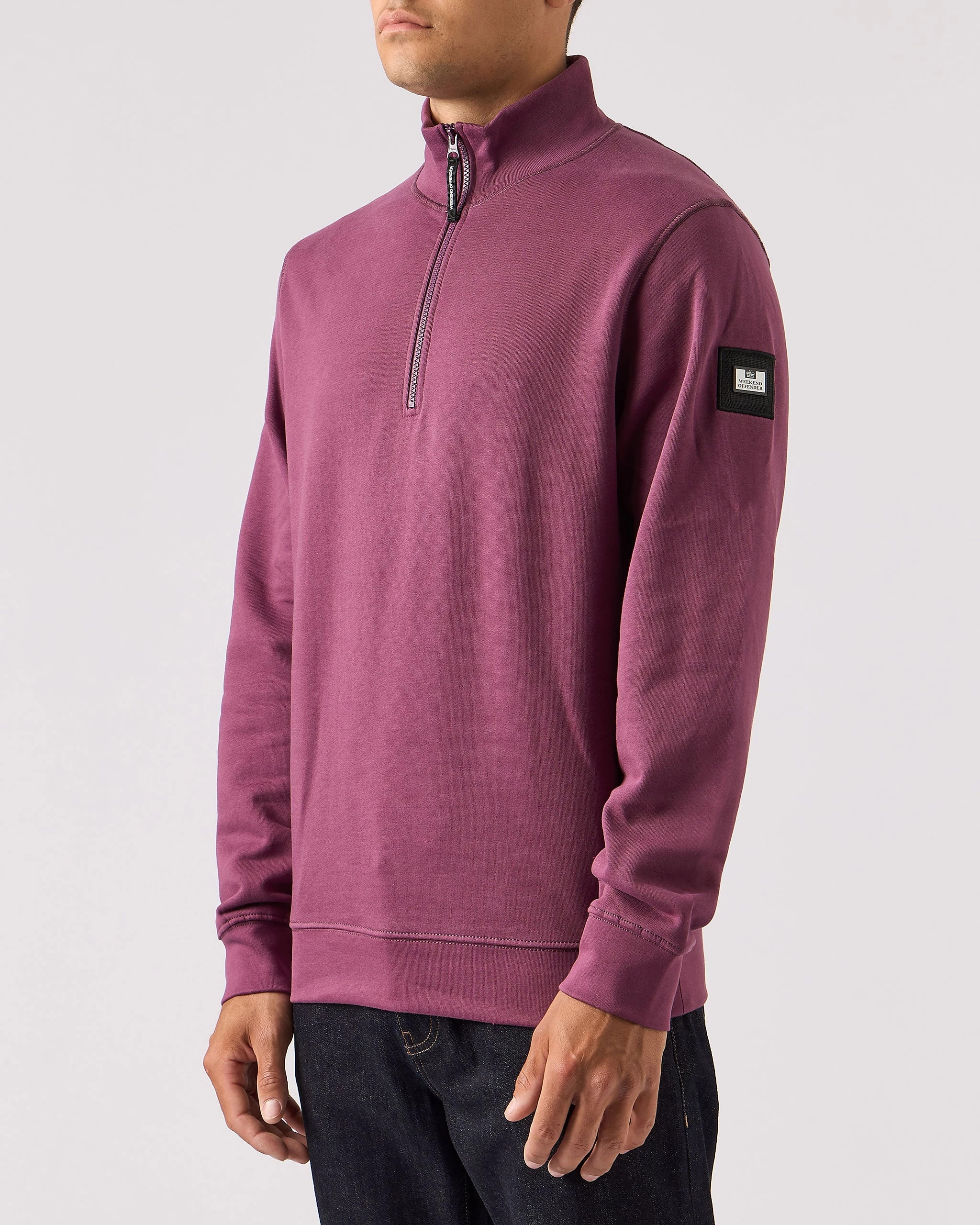 Weekend Offender Kraviz Quarter Zip Sweatshirt Deep Plum 2 Weekend Offender Kraviz Quarter Zip Sweatshirt Deep Plum - Image 2