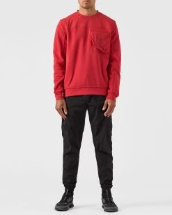 Weekend Offender Avery Sweatshirt Scarlet Red -Fashion sportswear SWAW2317 AVERY SCARLET 0265 MODEL