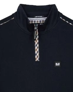 Weekend Offender Matisa Quarter Zip Sweatshirt Navy -Fashion sportswear SWSS2405 MATISA NAVY 0323