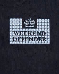 Weekend Offender Dygas T-Shirt Navy/Blue House Check -Fashion sportswear TSAW303 DYGAS NAVY BLUE CHECK 0914