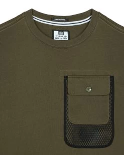 Weekend Offender Lens Mesh Pocket T-Shirt Dark Green -Fashion sportswear TSAW311 LENS DARK GREEN 0936