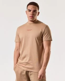 Weekend Offender Millergrove T-Shirt Cognac Brown/Pure Orange -Fashion sportswear TSSS2402 MILLERGROVE COGNAC 4936 MODEL